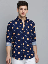 Men Navy Printed Casual Shirt-RDPRINT-3004-Navyblue